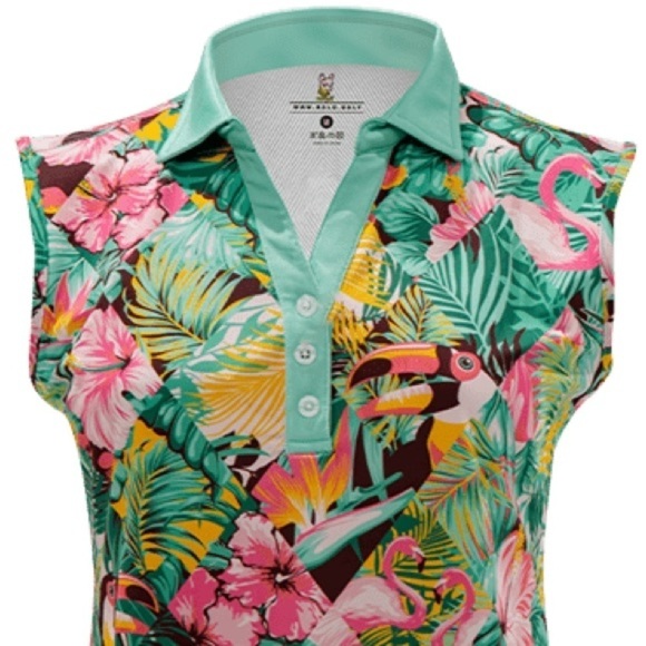 Tropical Shapes Women's Rolo Golf Sleeveless Top size XXL - Picture 2 of 9